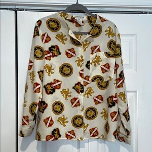 Vintage Jones New York Womens Button Up Top Size 8 Career Old Money Maximalist‎